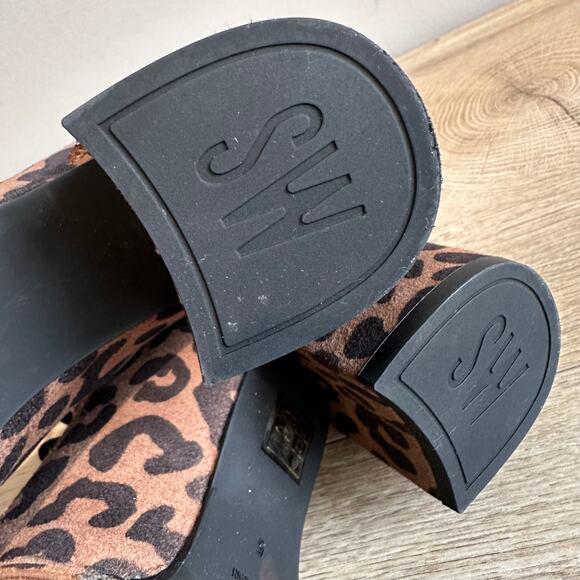 Stuart Weitzman Women's Leopard Print Lace Up Combat Heeled Boot 5 - Picture 7 of 13